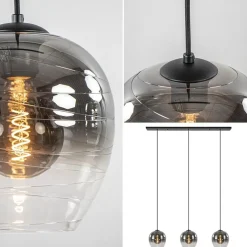 Straluma 3-Lichts eettafelhanglamp smoke/helder glas><noscript><img width=