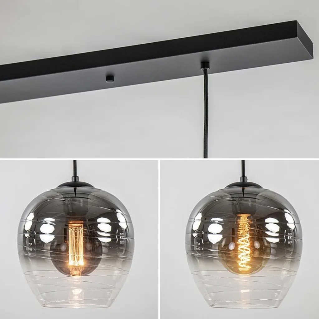 Straluma 3-Lichts eettafelhanglamp smoke/helder glas> Eettafellampen|Pendel Lampen