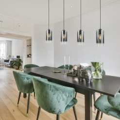 Straluma 4-Lichts eettafelhanglamp smoke glas met verloop></noscript> Eettafellampen|Keukenverlichting