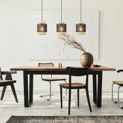 Straluma 3-Lichts eettafelhanglamp webbing met zwart></noscript> Eettafellampen|Keukenverlichting