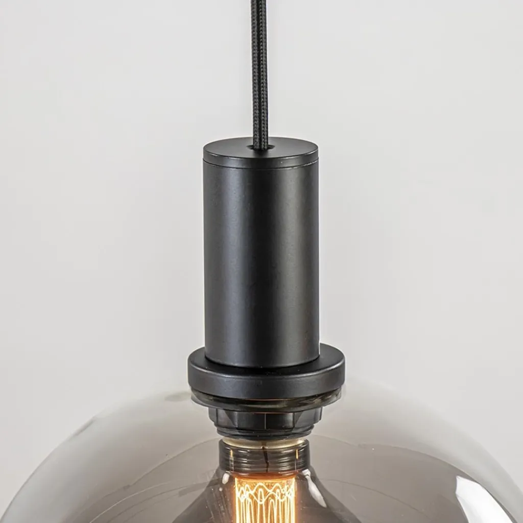 Straluma 4-lichts eettafelhanglamp zwart met smoke glazen bollen> Eettafellampen|Pendel Lampen