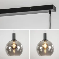 Straluma 4-lichts eettafelhanglamp zwart met smoke glazen bollen><noscript><img width=