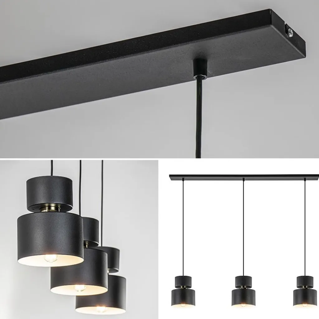 Straluma 3-Lichts eettafelhanglamp zwart met goud accent> Eettafellampen|Keukenverlichting
