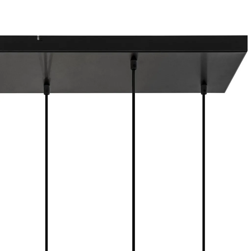 Straluma 8-Lichts eettafelhanglamp zwart met smoke glazen kappen reliëf> Eettafellampen|Pendel Lampen