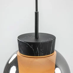 Straluma 3-Lichts hanglamp balk zwart/marmer met smoke glas><noscript><img width=