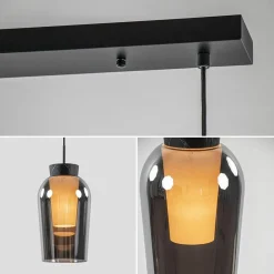 Straluma 3-Lichts hanglamp balk zwart/marmer met smoke glas><noscript><img width=