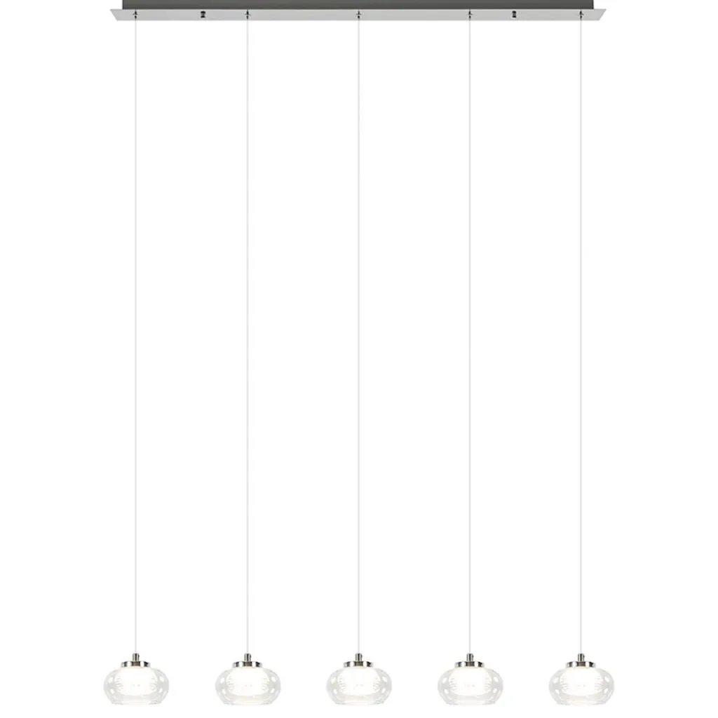 Straluma 5-Lichts hanglamp chroom met helder glas en dimbaar LED> Hanglampen|Eettafellampen