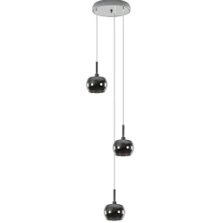 Straluma 3-Lichts hanglamp chroom met smokey glazen kappen> Pearl|Pendel Lampen
