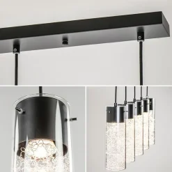 Straluma 5-Lichts hanglamp cilinder helder glas met zwart><noscript><img width=