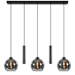 Straluma 5-Lichts hanglamp cilinders en smoke glas> Hanglampen|Eettafellampen