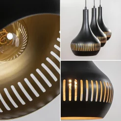 Straluma 3-Lichts hanglamp kegels mat zwart met goud><noscript><img width=