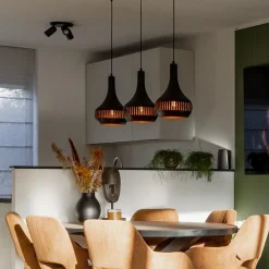 Straluma 3-Lichts hanglamp kegels mat zwart met goud><noscript><img width=