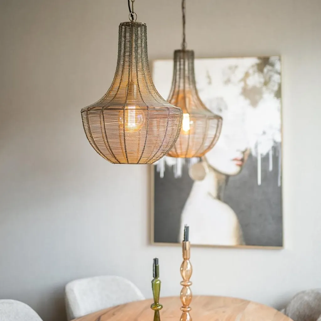 Straluma 2-Lichts hanglamp Khedira mat zwart/brons> Eettafellampen|Draadlampen