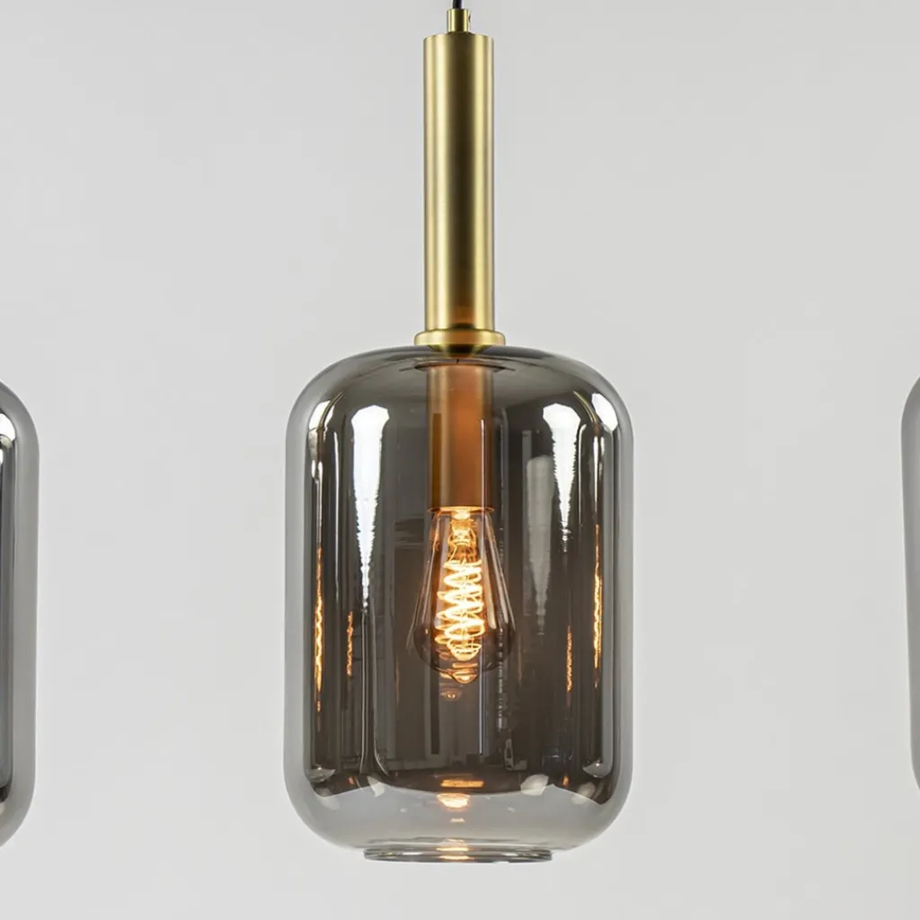 Straluma 3-Lichts hanglamp Lekar antiek brons met smoke glas> Hanglampen|Eettafellampen