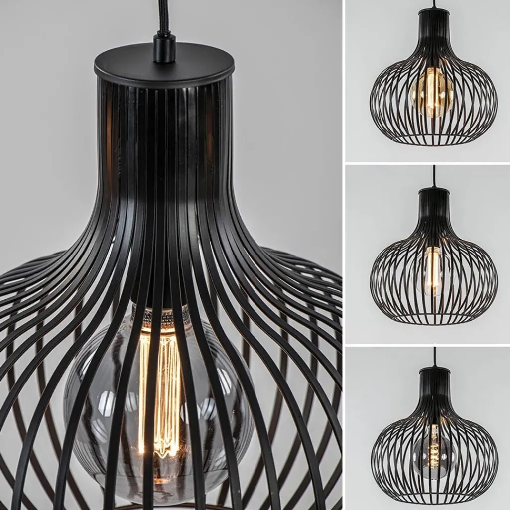 Straluma 2-Lichts hanglamp met mat zwarte draad kappen> Eettafellampen|Draadlampen