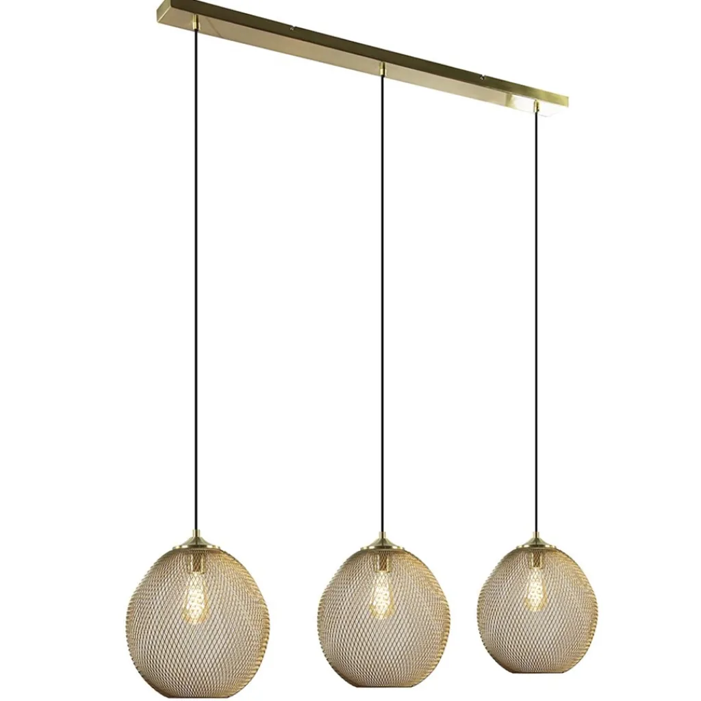 Straluma 3-Lichts hanglamp Moroc goud Light and Living> Eettafellampen|Light and Living