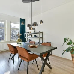 Straluma 5-Lichts hanglamp ovaal mat zwart met titanium glas><noscript><img width=