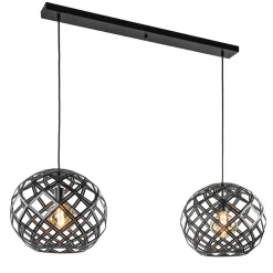 Straluma 2-Lichts hanglamp Scandinavisch/landelijk mat zwart> Eettafellampen|Keukenverlichting