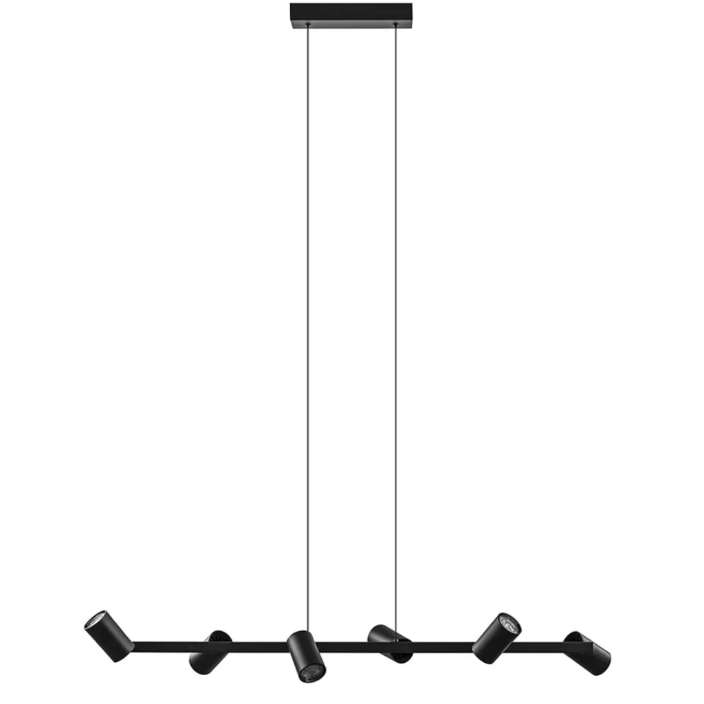 Straluma 6-Lichts hanglamp spots verstelbaar zwart> Eettafellampen|Keukenverlichting