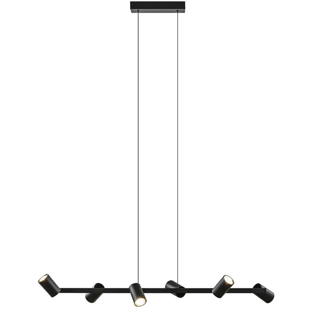 Straluma 6-Lichts hanglamp spots verstelbaar zwart> Eettafellampen|Keukenverlichting