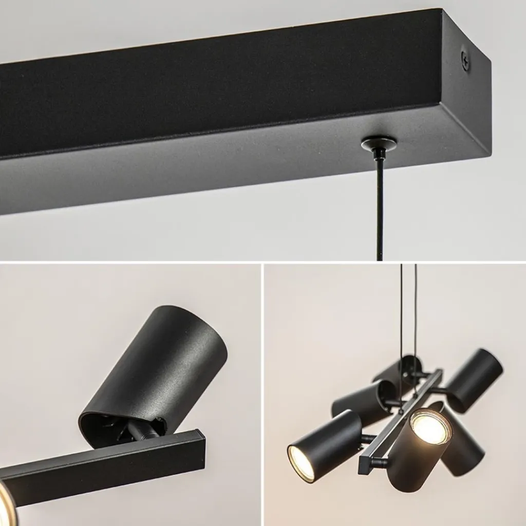 Straluma 6-Lichts hanglamp spots verstelbaar zwart> Eettafellampen|Keukenverlichting