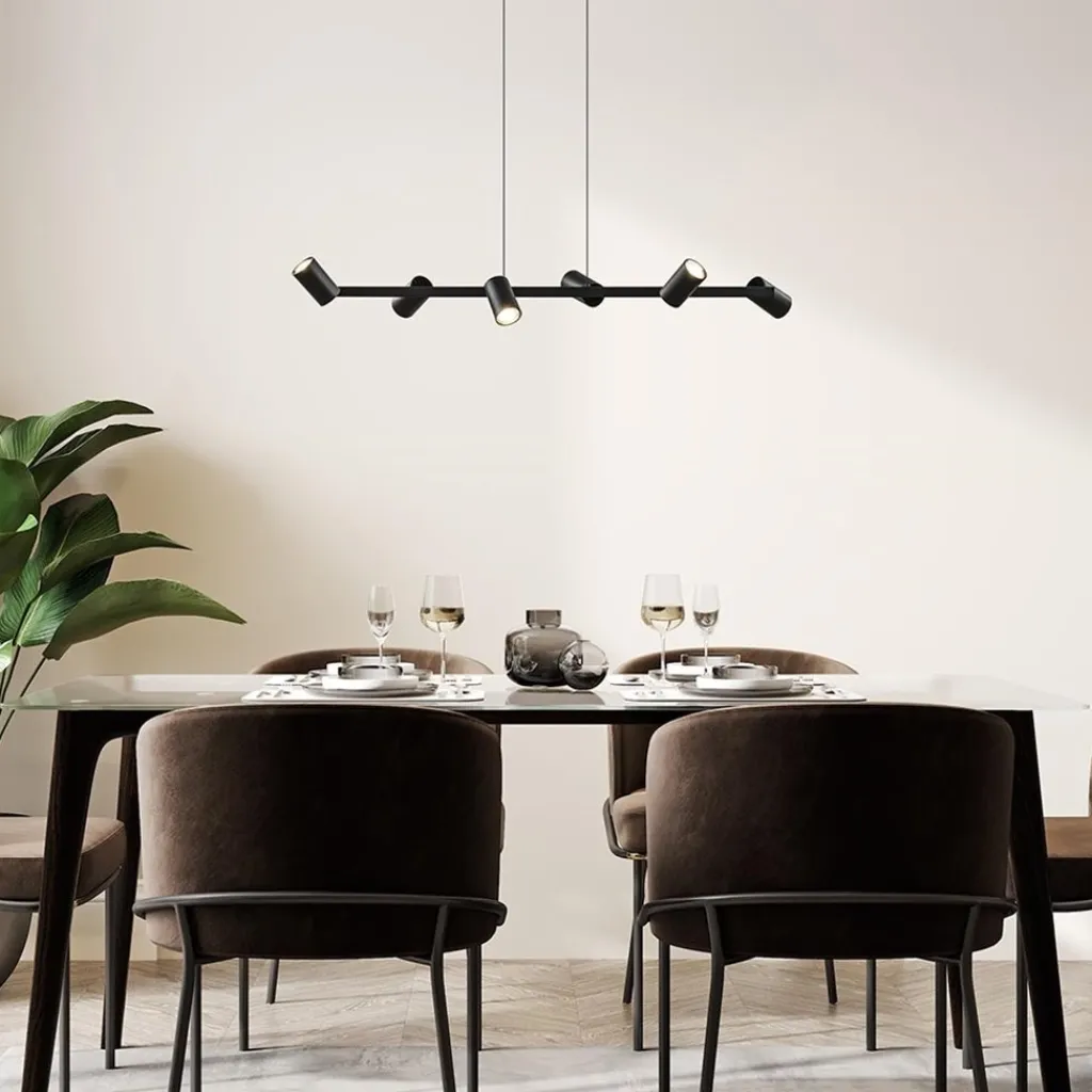 Straluma 6-Lichts hanglamp spots verstelbaar zwart> Eettafellampen|Keukenverlichting