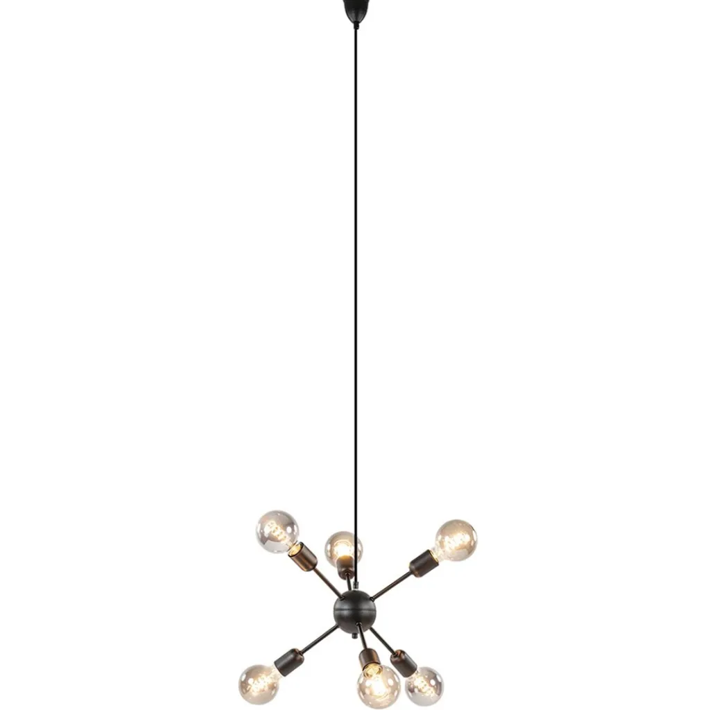 Straluma 6-Lichts hanglamp zwart exclusief lichtbron> Keukenverlichting|Eetkamerverlichting