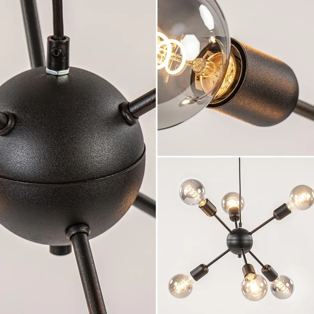 Straluma 6-Lichts hanglamp zwart exclusief lichtbron> Keukenverlichting|Eetkamerverlichting