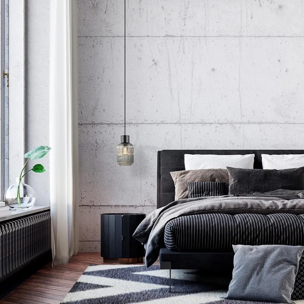 Straluma 1-Lichts hanglamp zwart met smoke glazen cilinder> Hanglampen|Klassieke Verlichting