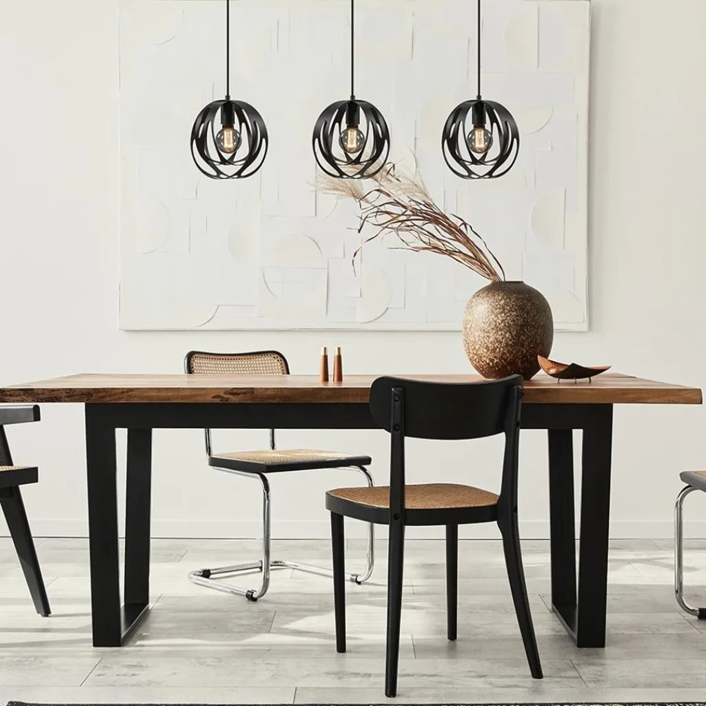 Straluma 3-Lichts hanglamp zwart met ronde kappen> Eettafellampen|Eetkamerverlichting