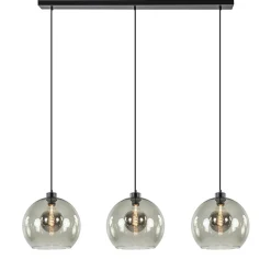 Straluma 3-Lichts hanglamp zwart met smoke glas> Eettafellampen|Pendel Lampen