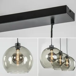 Straluma 3-Lichts hanglamp zwart met smoke glas><noscript><img width=