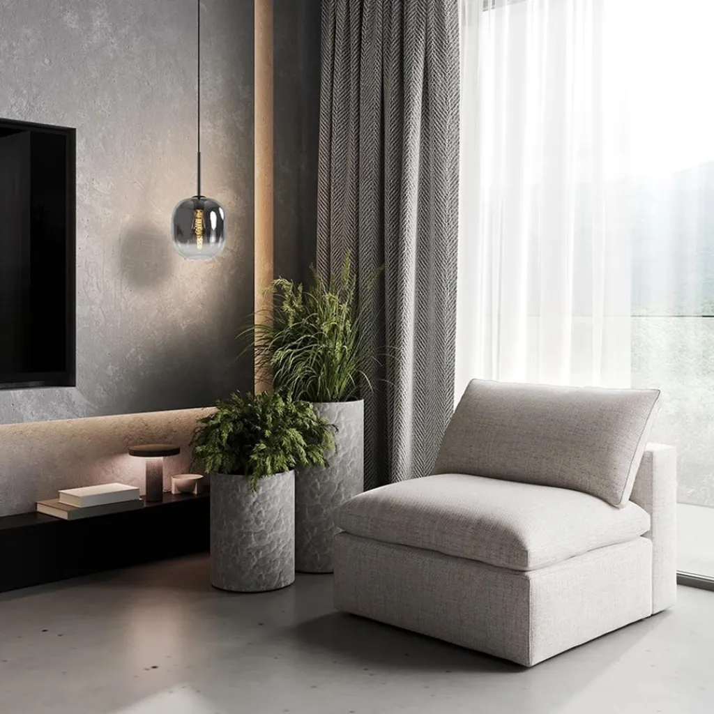 Straluma 1-Lichts hanglamp zwart met smoke/helder glas> Hanglampen|Luxe Verlichting