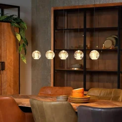 Straluma 5-Lichts LED eettafelhanglamp goud met glas><noscript><img width=