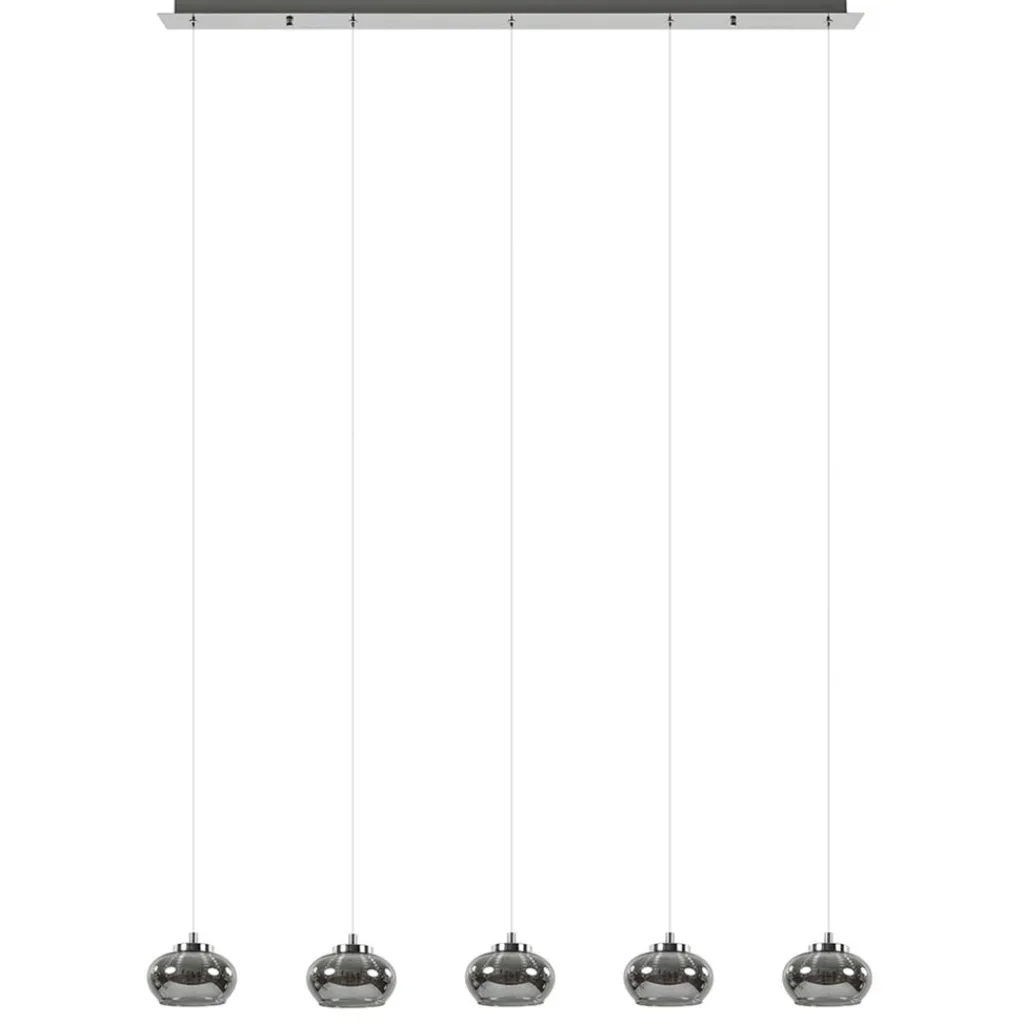 Straluma 5-Lichts LED eettafelhanglamp smoke glas dimbaar> Hanglampen|Eettafellampen