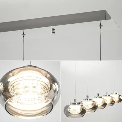 Straluma 5-Lichts LED eettafelhanglamp smoke glas dimbaar><noscript><img width=