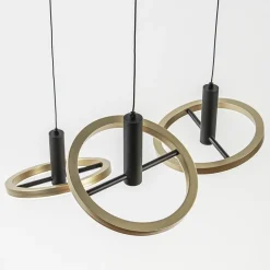 Straluma 3-Lichts LED hanglamp ringen rond zwart/goud dimbaar></noscript> Hanglampen|Eettafellampen