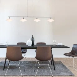 Straluma 4-Lichts LED hanglamp staal met witte schotels dimbaar></noscript> Hanglampen|Eettafellampen