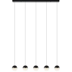 Straluma 5-Lichts LED hanglamp zwart met diamant zand 3-standen dimbaar> Hanglampen|Eettafellampen