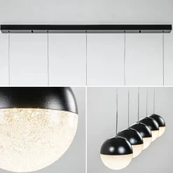 Straluma 5-Lichts LED hanglamp zwart met diamant zand 3-standen dimbaar></noscript> Hanglampen|Eettafellampen