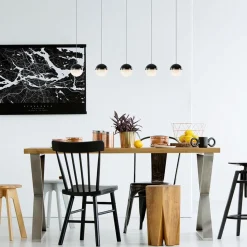 Straluma 5-Lichts LED hanglamp zwart met diamant zand 3-standen dimbaar></noscript> Hanglampen|Eettafellampen