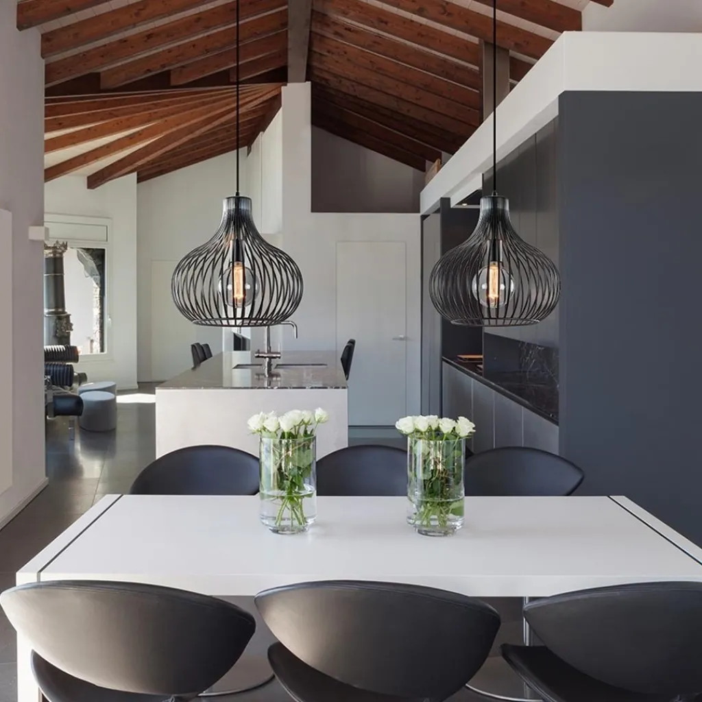 Straluma 2-Lichts moderne hanglamp draad zwart> Eettafellampen|Draadlampen