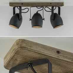 Straluma 3-Lichts opbouwspot mat zwart met hout><noscript><img width=