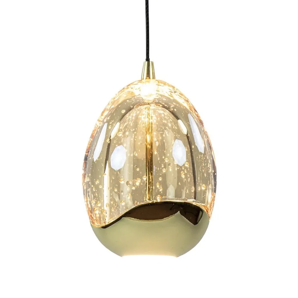Straluma 8-Lichts ovale hanglamp eggs zwart/goud> Hanglampen|Eettafellampen