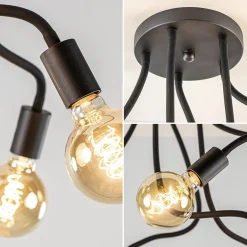 Straluma 5-Lichts plafondlamp mat zwart met flexibele armen></noscript> Halverlichting|Plafondlampen