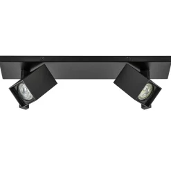 Straluma 2-Lichts plafondlamp met vierkante spots mat zwart> Plafondlampen|Opbouwspots