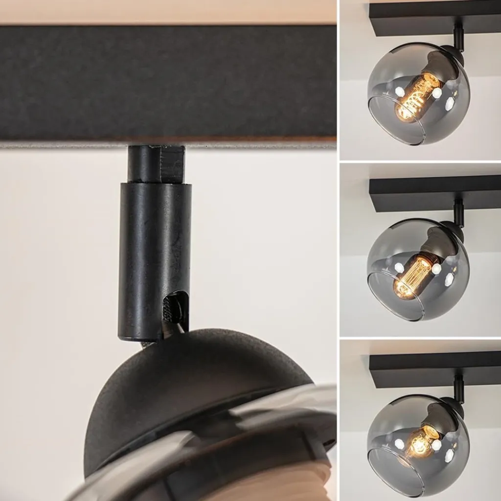 Straluma 2-Lichts plafondlamp smoke glas met zwart> Woonkamerlampen|Slaapkamerlampen