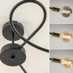 Straluma 3-Lichts plafondlamp zwart met gouden pendels><noscript><img width=