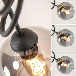 Straluma 3-Lichts plafondlamp zwart met smoke glazen bollen><noscript><img width=