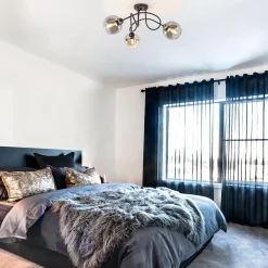 Straluma 3-Lichts plafondlamp zwart met smoke glazen bollen><noscript><img width=